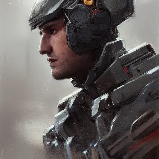 Image similar to Portrait of a man by Greg Rutkowski, he is about 20 years old, mixture turkish and russian, short dark blonde hair with bangs, attractive, angry but resigned look, he is wearing a futuristic tactical gear, highly detailed portrait, scifi, digital painting, artstation, concept art, smooth, sharp foccus ilustration, Artstation HQ.