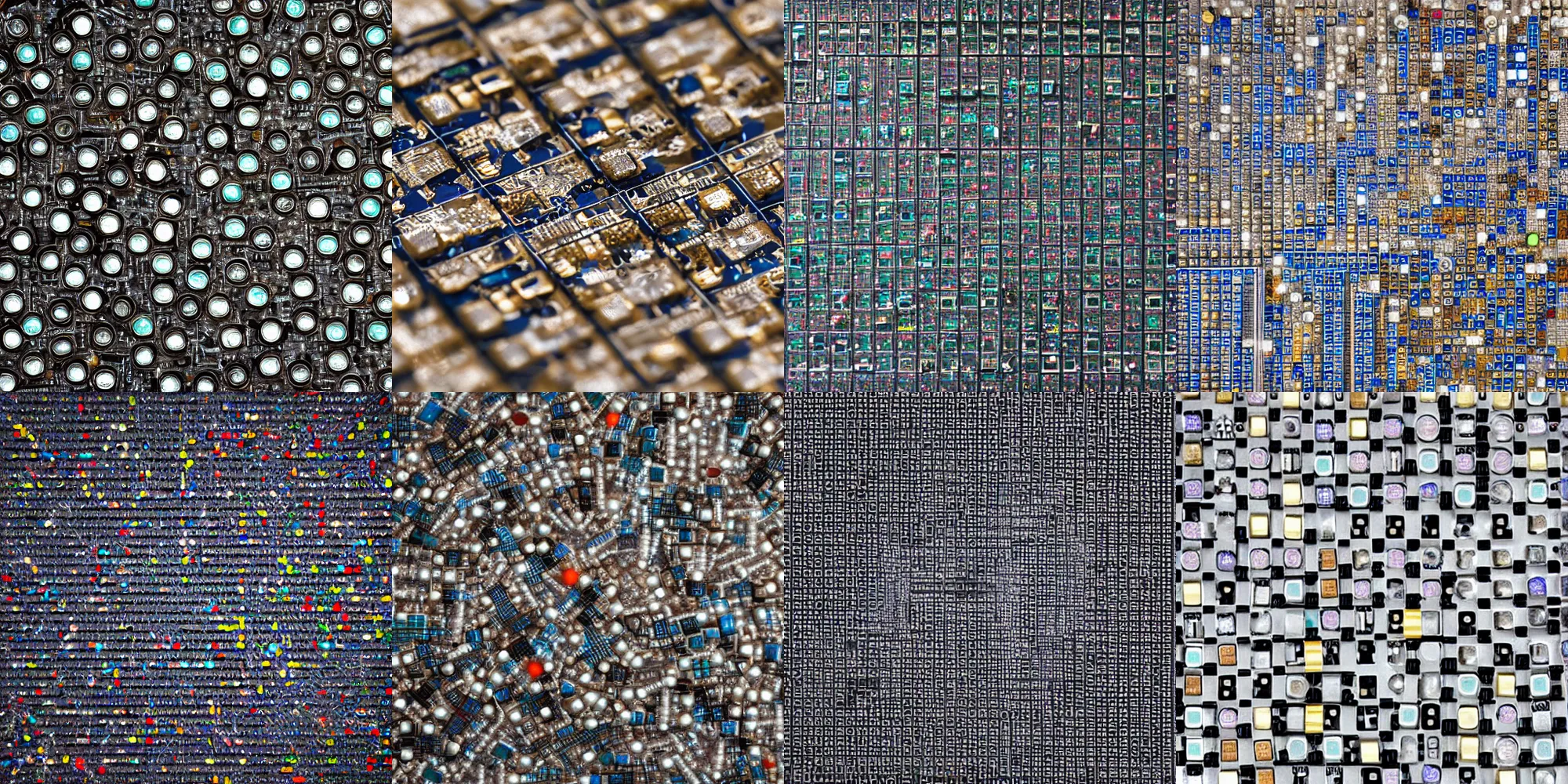 Prompt: floor viewed from above made from electronic components, photograph, studio lighting, close up