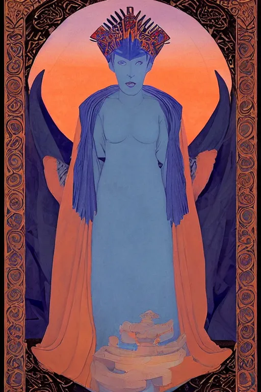 Image similar to queen of the north, by Nicholas Roerich and Annie Swynnerton and Diego Rivera and John William Godward, dramatic cinematic lighting , ornate headdress , flowing robes, sacred artifacts, lost civilizations, smooth, sharp focus, extremely detailed