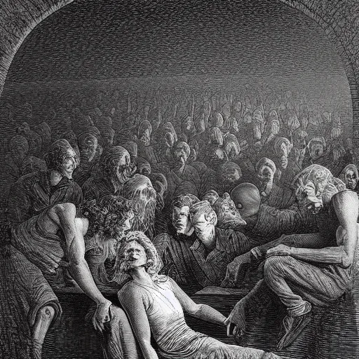 Prompt: 1 9 8 4 by george orwell, chiaroscuro, high detail, illustration by gustave dore