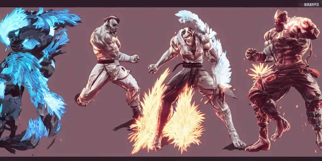 Image similar to fighter character design, idle, colored, sprite, tekken, pc game, sideview, art by moebius and greg rutkowski.