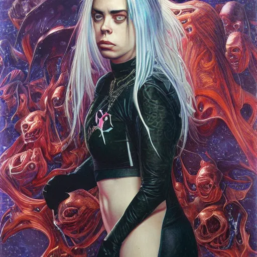 Prompt: Billie Eilish, by Mark Brooks, by Donato Giancola