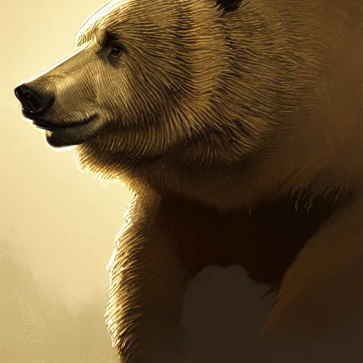 Image similar to realistic bear playing broken lines electric triangle domra, realistic portrait, symmetrical, highly detailed, digital painting, artstation, concept art, smooth, sharp focus, illustration, cinematic lighting, art by artgerm and greg rutkowski and alphonse mucha