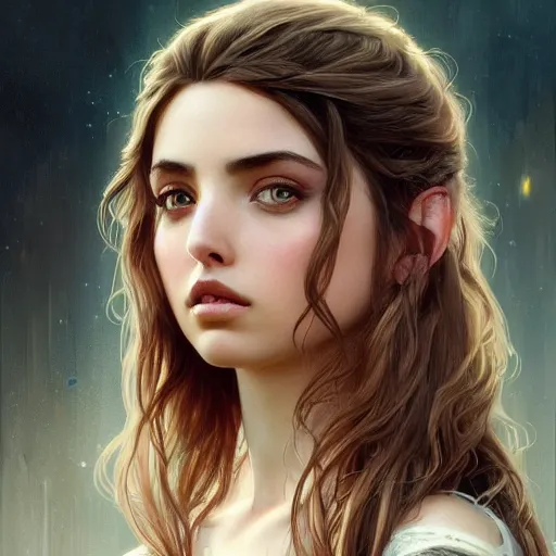 Image similar to beautiful young ana de armas closeup, d & d, fantasy, intricate, elegant, highly detailed, digital painting, artstation, concept art, matte, sharp focus, illustration, art by artgerm and greg rutkowski and alphonse mucha