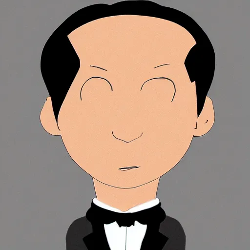 Image similar to portrait of shinchan wearing a tuxedo , reallistic, reallism, digital art, artstation HQ