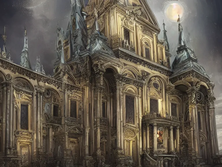 Image similar to full body portrait of a baroque cathedral 🍑, fantasy artwork, award winning, very very very very very very very beautiful scenery, artstation