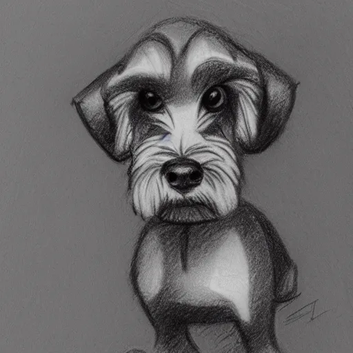 Image similar to milt kahl pencil sketch of mini schnauzer