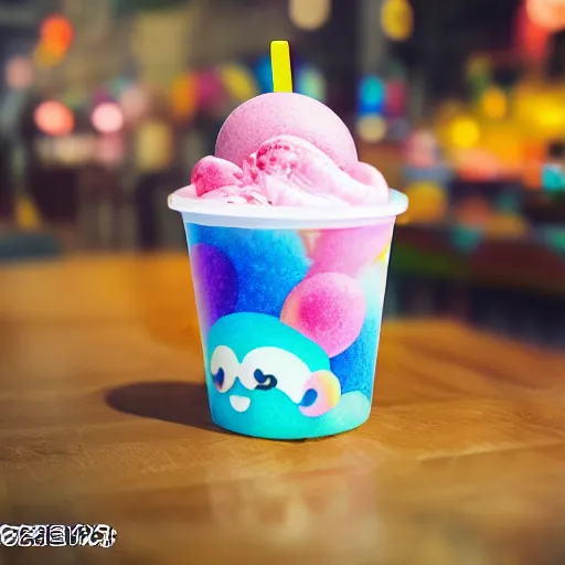 Image similar to mini unicorn, bubble tea, macaron, ice cream, fruits, panda, colorfull, 4k, hyperrealistic, focused, extreme details