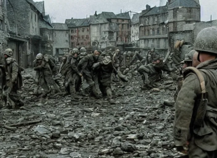 Image similar to scene from mupet save private ryan