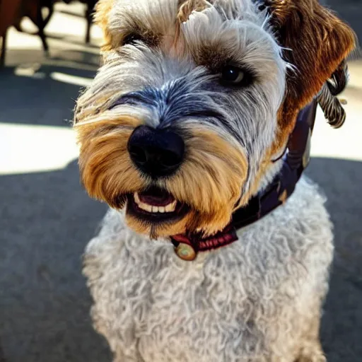 Prompt: wheaten terrier in the style of Borderlands