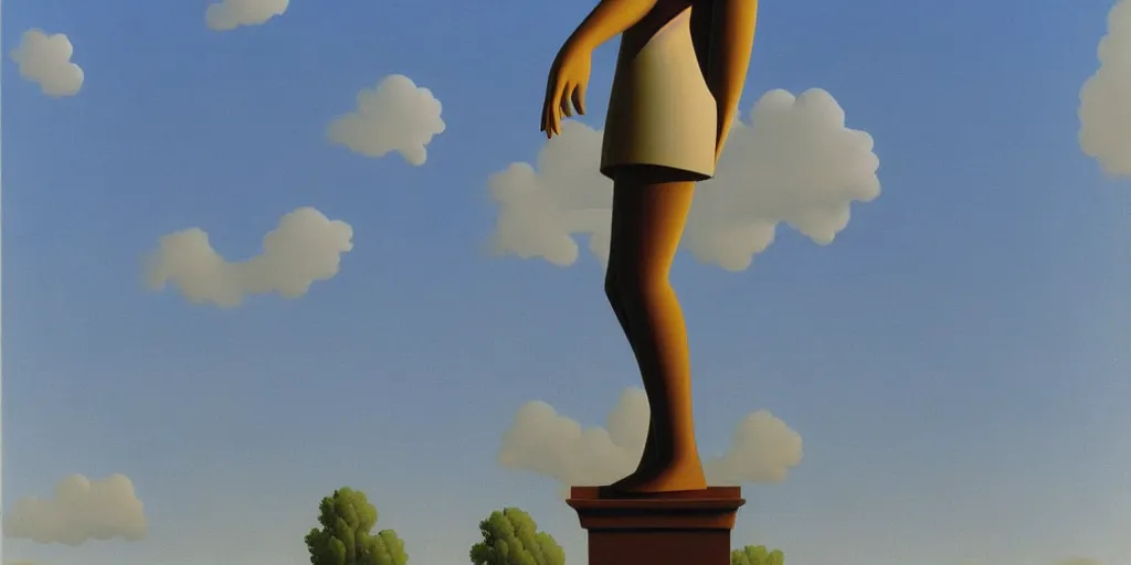 Prompt: statue, blue sky, summer evening, kenton nelson