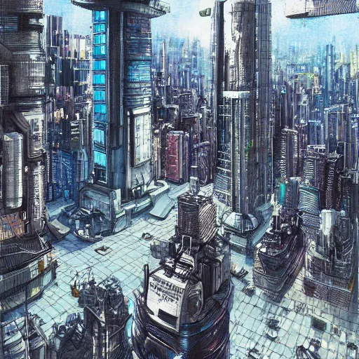 Image similar to highly detailed futuristic city t - 1 0 0 cityscape, katsuhiro otomo style painting