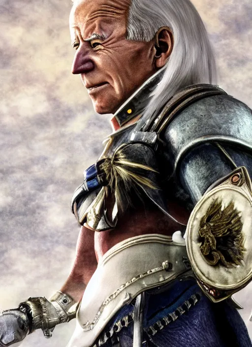 Image similar to a full portrait photo of biden in final fantasy ix style, f / 2 2, 3 5 mm, 2 7 0 0 k, lighting, perfect faces, award winning photography.