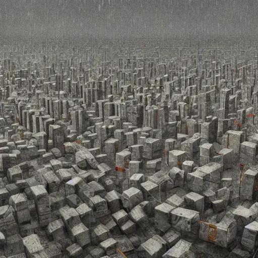 Prompt: Digital art, Trending on Artstation, Dark and rainy mega city with towering walls built to block the migrants of the coming climate change migrant crisis showing piles of hundred bodies outside to maintain a quality of life for those who can survive the severe and deadly weather patterns observing small children targeted by advanced military style drones, dystopian, concept art illustration, tilt shift background, wide depth of field, 8k, 35mm film grain