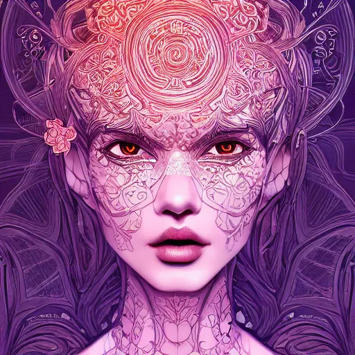 Image similar to the most ridiculously beautiful and elegant woman ever imaginable, an ultrafine detailed illustration by james jean, final fantasy, intricate linework, bright colors, behance contest winner, vanitas, angular, altermodern, unreal engine 5 highly rendered, global illumination, radiant light, detailed and intricate environment