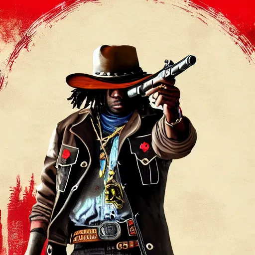 Image similar to Rapper Chief Keef In red dead redemption 2 digital art 4K quality super realistic