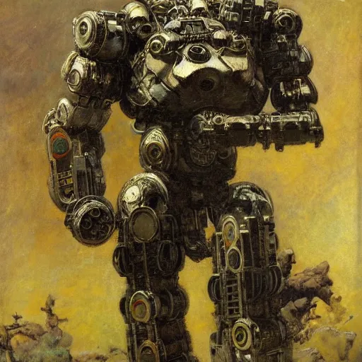 Image similar to highley detailed potrait of an anatomically correct robotic gorilla mecha, painting by gaston bussiere, craig mullins, j. c. leyendecker, lights, art by ernst haeckel, john william godward, hammershøi,