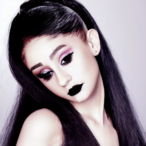 fashionable photo of ariana grande in goth make - up,, Stable Diffusion