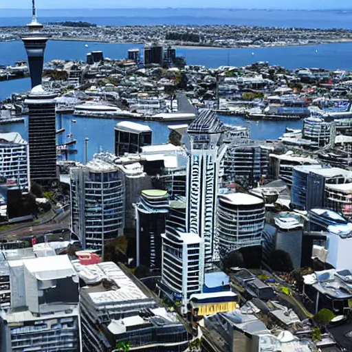 Prompt: auckland sky tower wizard magic