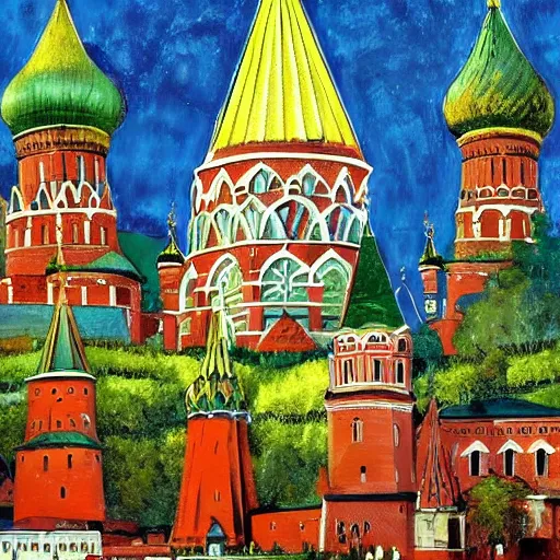 Image similar to kremlin in bosch style art