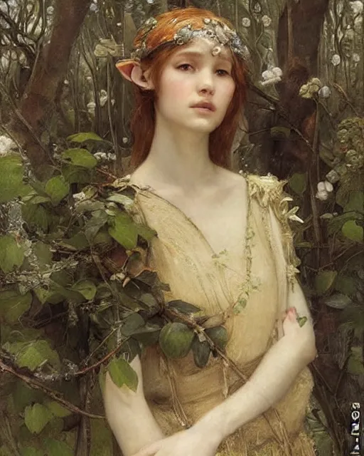 Image similar to a beautiful elf princess by Edgar Maxence, Ross Tran and Jules Bastien-Lepage