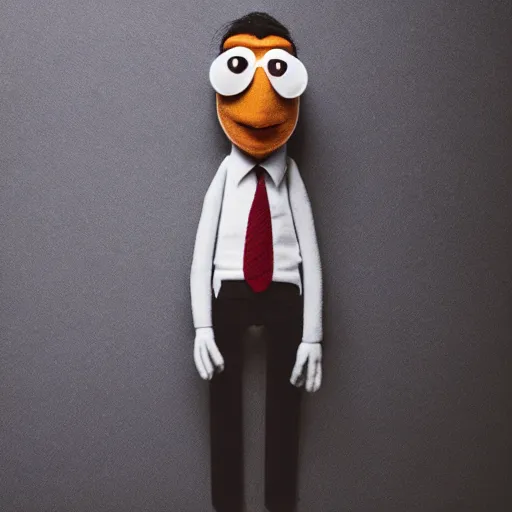 Prompt: Mr. Bean depicted as a muppet, Hyperdetailed, behance, smooth, sharp focus, bokeh, photography, elegant, symmetrical, award winning, 4k