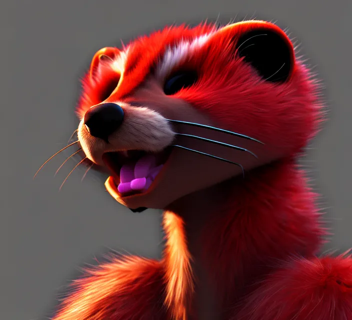 Image similar to furry - male - red - black - weasel - geistcaller - fursona uhd ue 5 visual novel pc game expressions, photorealistic