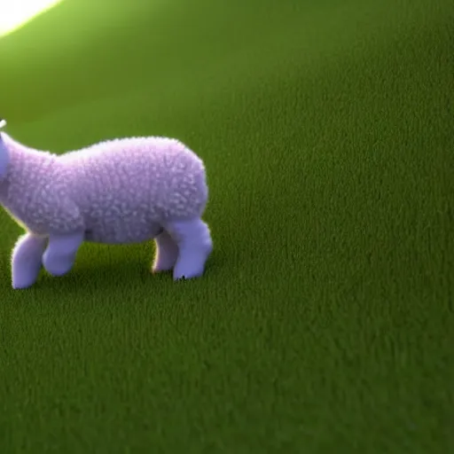 Prompt: baby lamb in a green field, pixar, 3 d model,