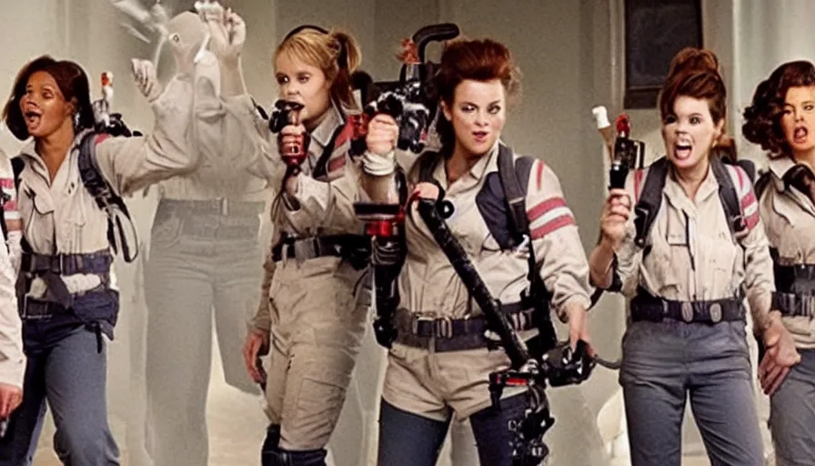 Image similar to big budget remake of ghost busters with all female cast that isn't funny.