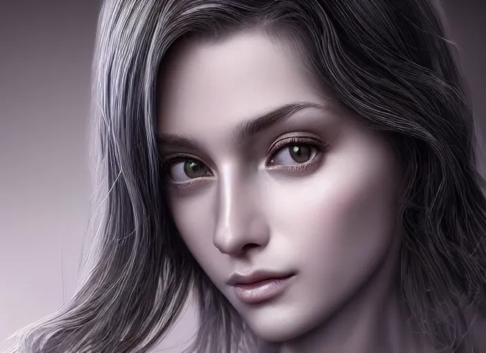 Image similar to award winning intricate highly detailed artwork featuring a hyper - realism digital portrait of the most beautiful woman in the world, zbrush, perfect eyes. by artstation, deviant art.