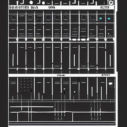 Image similar to electronic musician plays modular synthesizers, dada graphic, minimal, poster