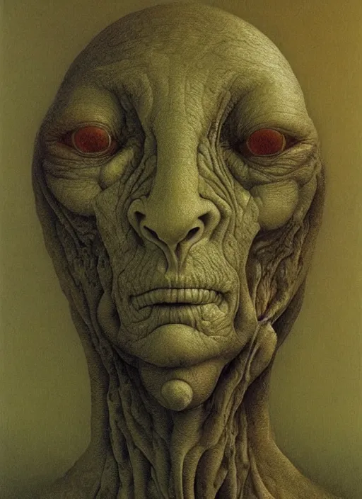 Prompt: highly detailed protrait of an alien, zdzislaw beksinski