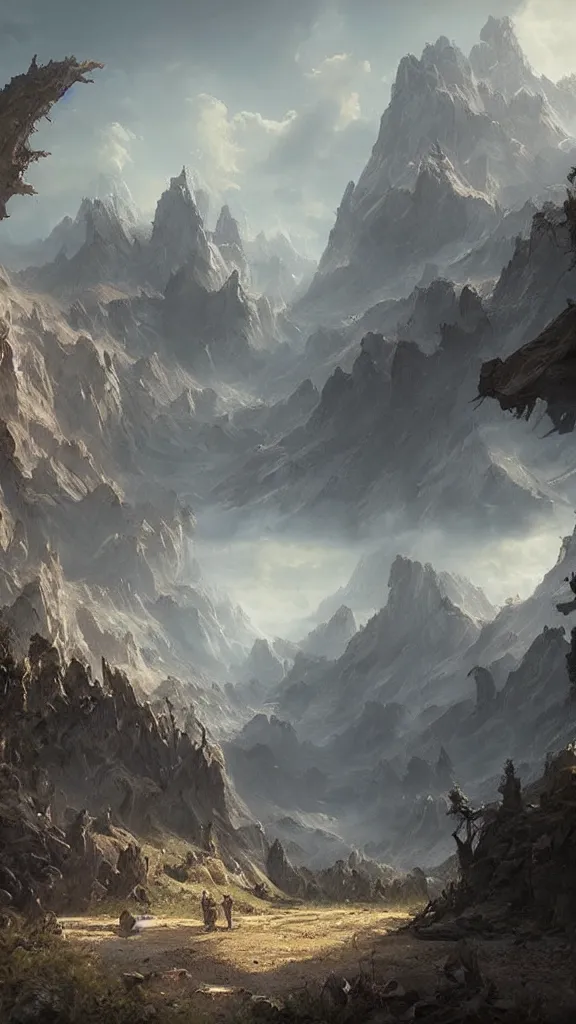 Prompt: A beautiful matte painting of a mysterious landscape, art by greg rutkowski, highly detailed, super wide angle