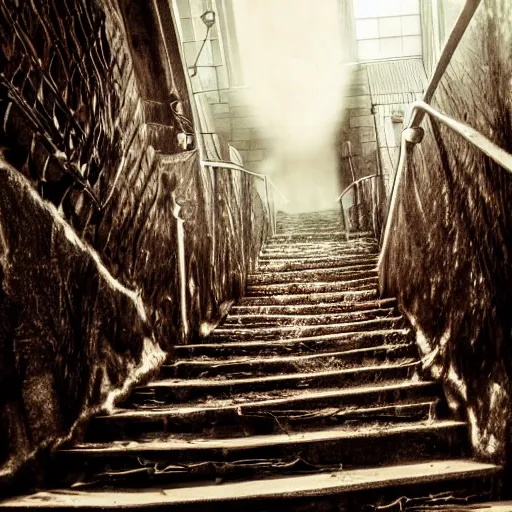 Image similar to stairway to hell, 4 k, horror, demons,