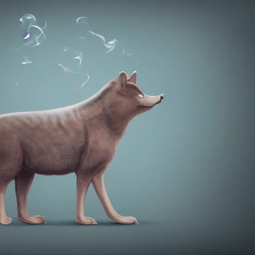 Image similar to smoke reminiscent of different color animals, smoke, parlor, cgsociety