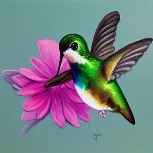 Image similar to painting of a hummingbird, ultra realistic, beautiful