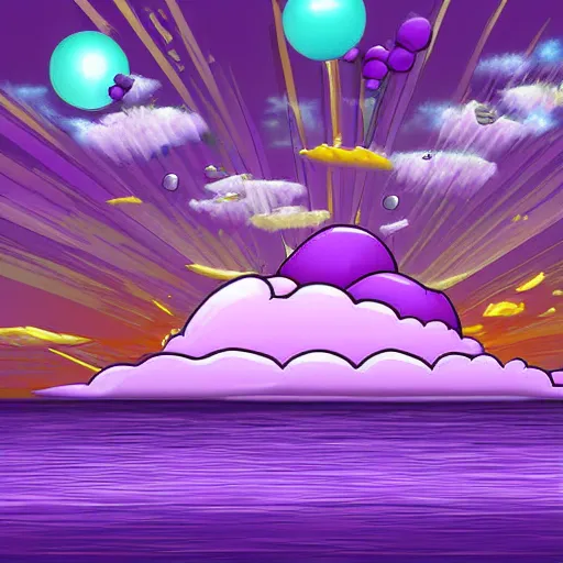 Image similar to purple floating island cartoon app background artwork, digital art, award winning