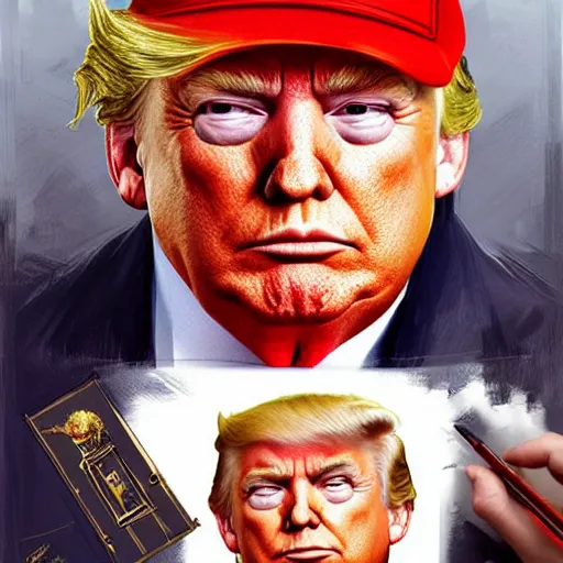 Image similar to donald trump as super mario, highly detailed, digital painting, artstation, concept art, smooth, sharp focus, illustration, art by artgerm and greg rutkowski and alphonse mucha