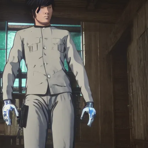 Prompt: ghost in the shell in red dead redemption 2