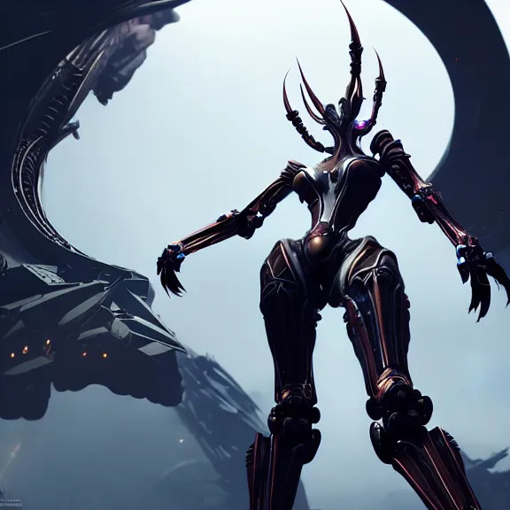 Image similar to highly detailed giantess shot, worms eye view, looking up at a giant 500 foot tall beautiful stunning saryn prime female warframe, as a stunning anthropomorphic robot female dragon, looming over you, walking toward you, detailed warframe legs towering over you, camera looking up, posing elegantly over you, sleek sharp claws, detailed robot dragon feet, intimidating, proportionally accurate, anatomically correct, two arms, two legs, camera close to the legs and feet, giantess shot, warframe fanart, ground view shot, cinematic low shot, high quality, captura, realistic, professional digital art, high end digital art, furry art, macro art, giantess art, anthro art, DeviantArt, artstation, Furaffinity, 3D realism, 8k HD render, epic lighting, depth of field