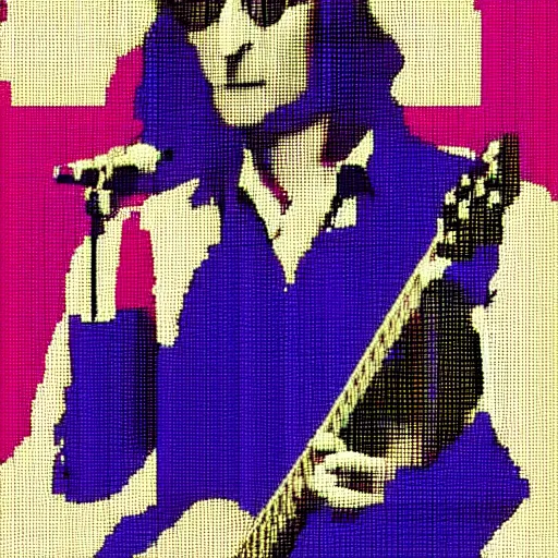 Prompt: John Lennon in the style of pixel art, HD, highly interactive detail