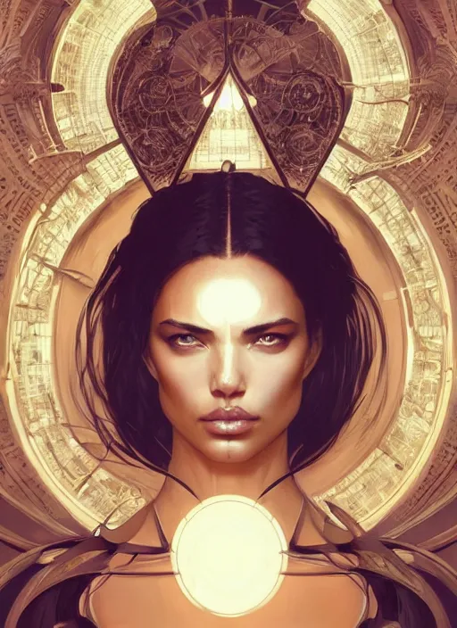 Prompt: symmetry!! adriana lima, machine parts embedded into face, intricate, elegant, highly detailed, digital painting, artstation, concept art, smooth, sharp focus, illustration, art by artgerm and greg rutkowski and alphonse mucha, 8 k