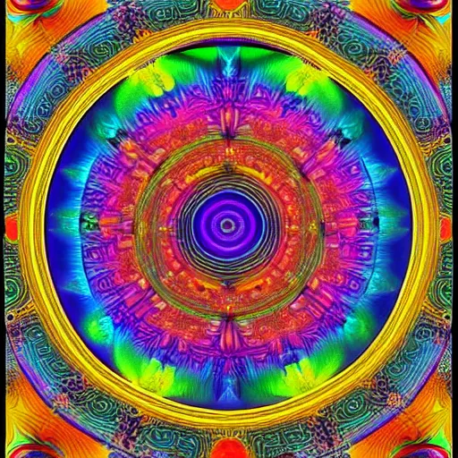 Image similar to a stunning psychedelic masterpiece of the dmt realm, fractals and geometric shapes, stunning work