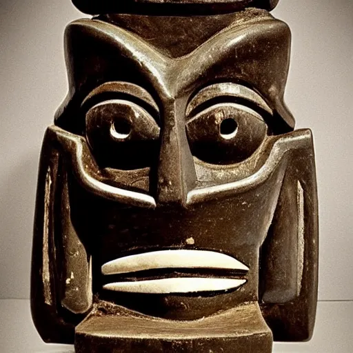 Image similar to by max beckmann atmospheric chocolate, traditional haida art. a beautiful sculpture. you cannot see the future. you cannot change the past. all of life consists of running into darkness.