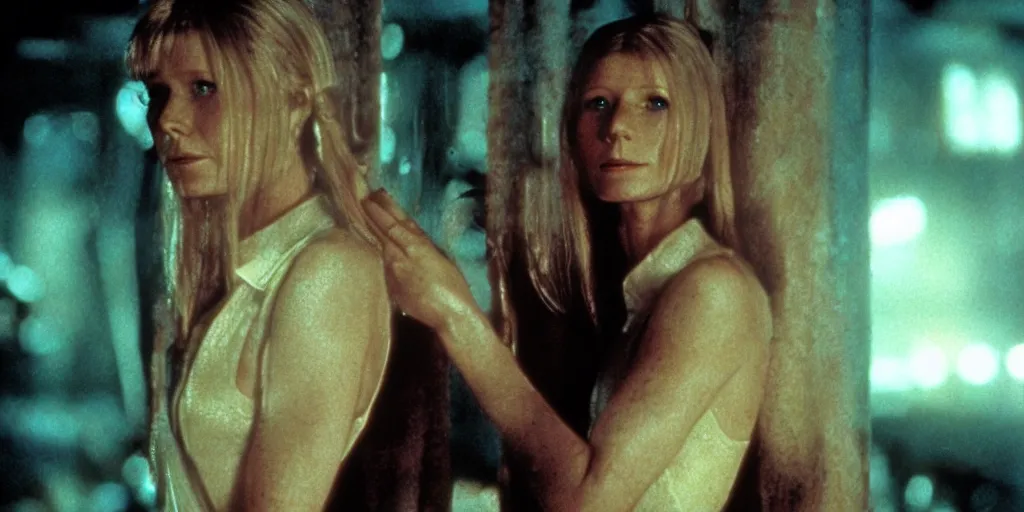 Prompt: a film still Gwyneth Paltrow in Blade Runner , high quality