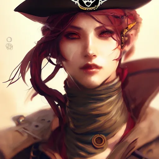 Image similar to portrait of a steampunk pirate, by guweiz and wlop and artgerm