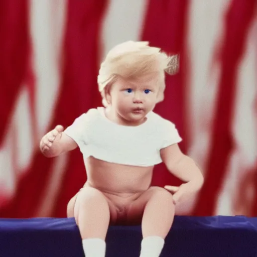 Image similar to young Donald trump wearing a diaper, high resolution film still, 8k, HDR color, film by Simon Langton and David Frankel,