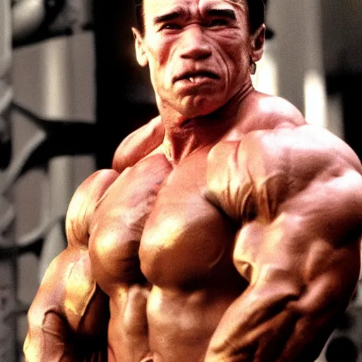 Image similar to a midget arnold schwarzenegger