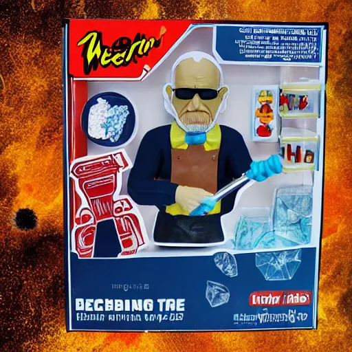 Image similar to werner karl heisenberg cooking crystal meth, play centre, stop motion vinyl action figure, plastic, toy, butcher billy style