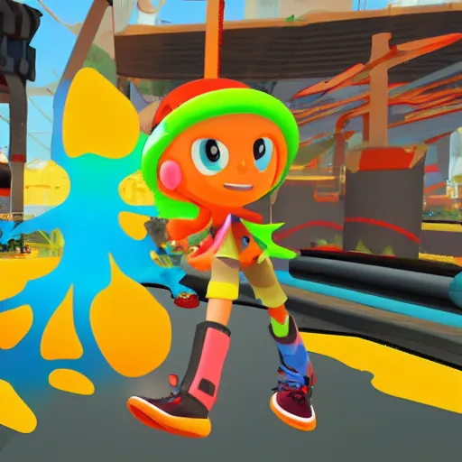 Image similar to Splatoon as a Fall Guys game, in game screenshot, realistic game engine